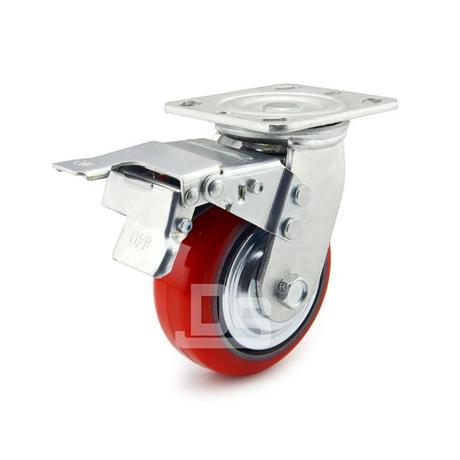 DS40系列 铁芯聚氨酯轮 双刹车脚轮 重型脚轮(载重量：320-400kg)